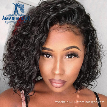 10a 13x6x2 Mink Brazilian Virgin Raw 100% Human Hair Lace Wigs,180 Density Middle Part Lace Front Short Curly Natural  Bob Wigs